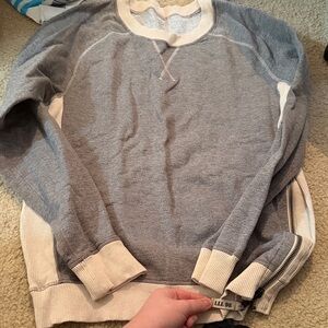lululemon athletica Gray and Cream Crew Neck Sweater
